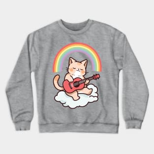 Rainbow Cat Ukulele on Clouds - It's Gonna Be Uke Crewneck Sweatshirt